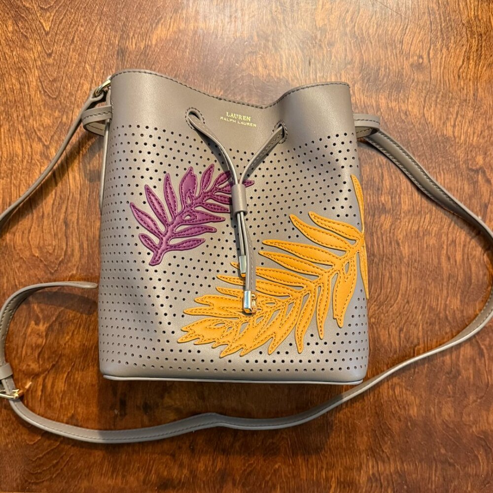 Ralph Lauren Perforated Floral Bucket Bag